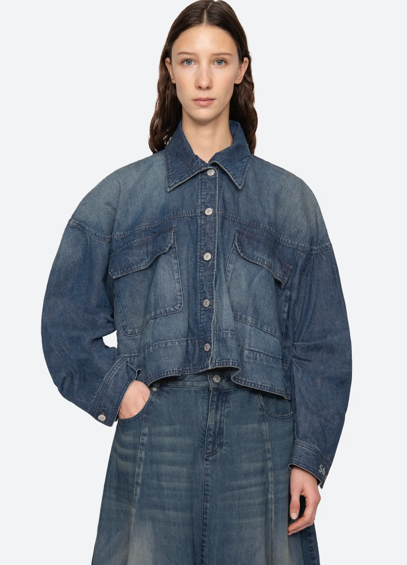 Outerwear>Sea New York Amari Shirt Jacket Blue