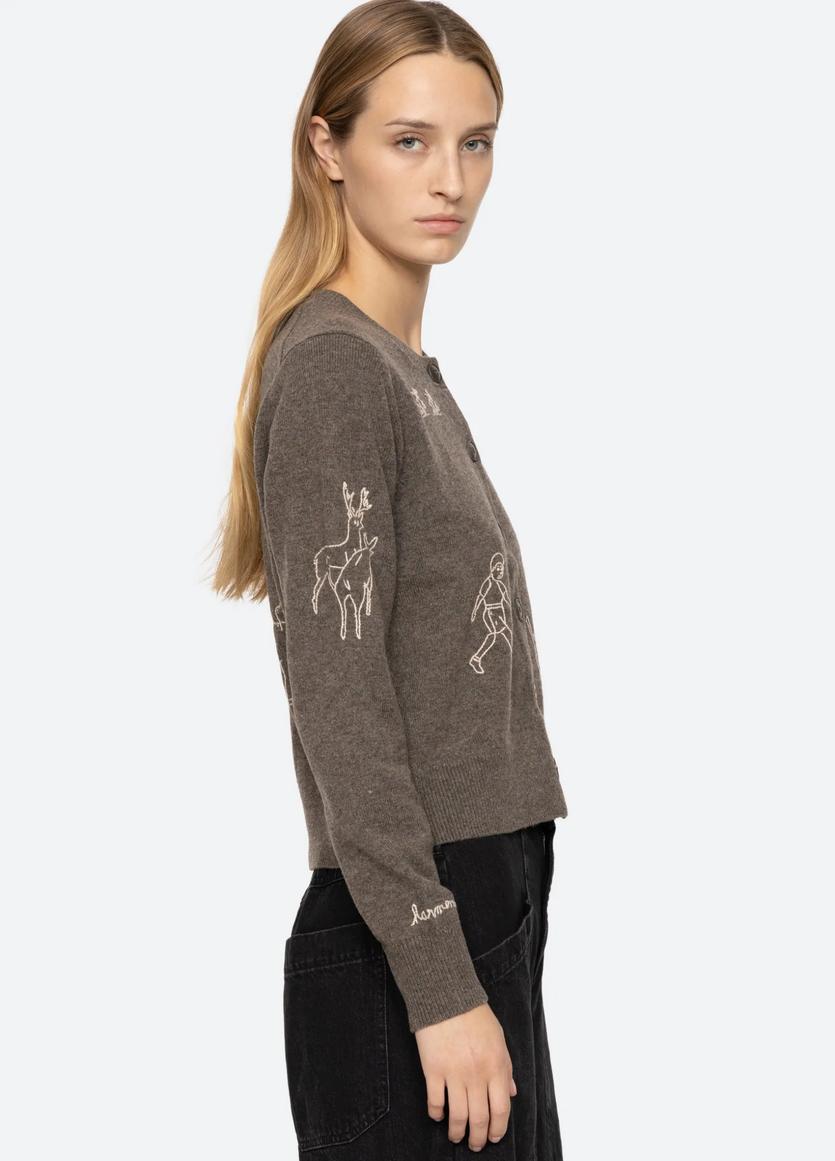 Sweaters|Tops>Sea New York Demi Cardigan Gray