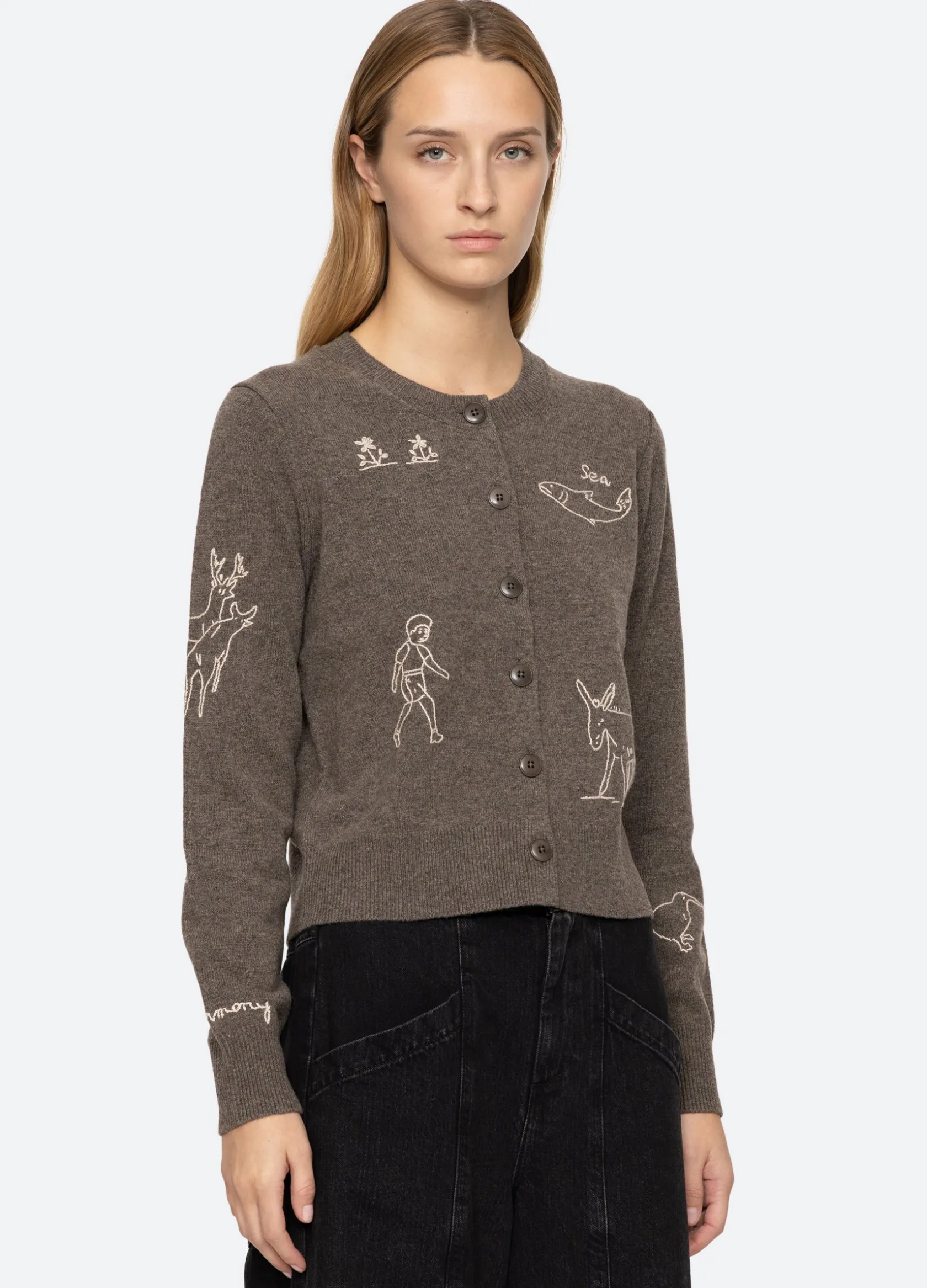 Sweaters|Tops>Sea New York Demi Cardigan Gray