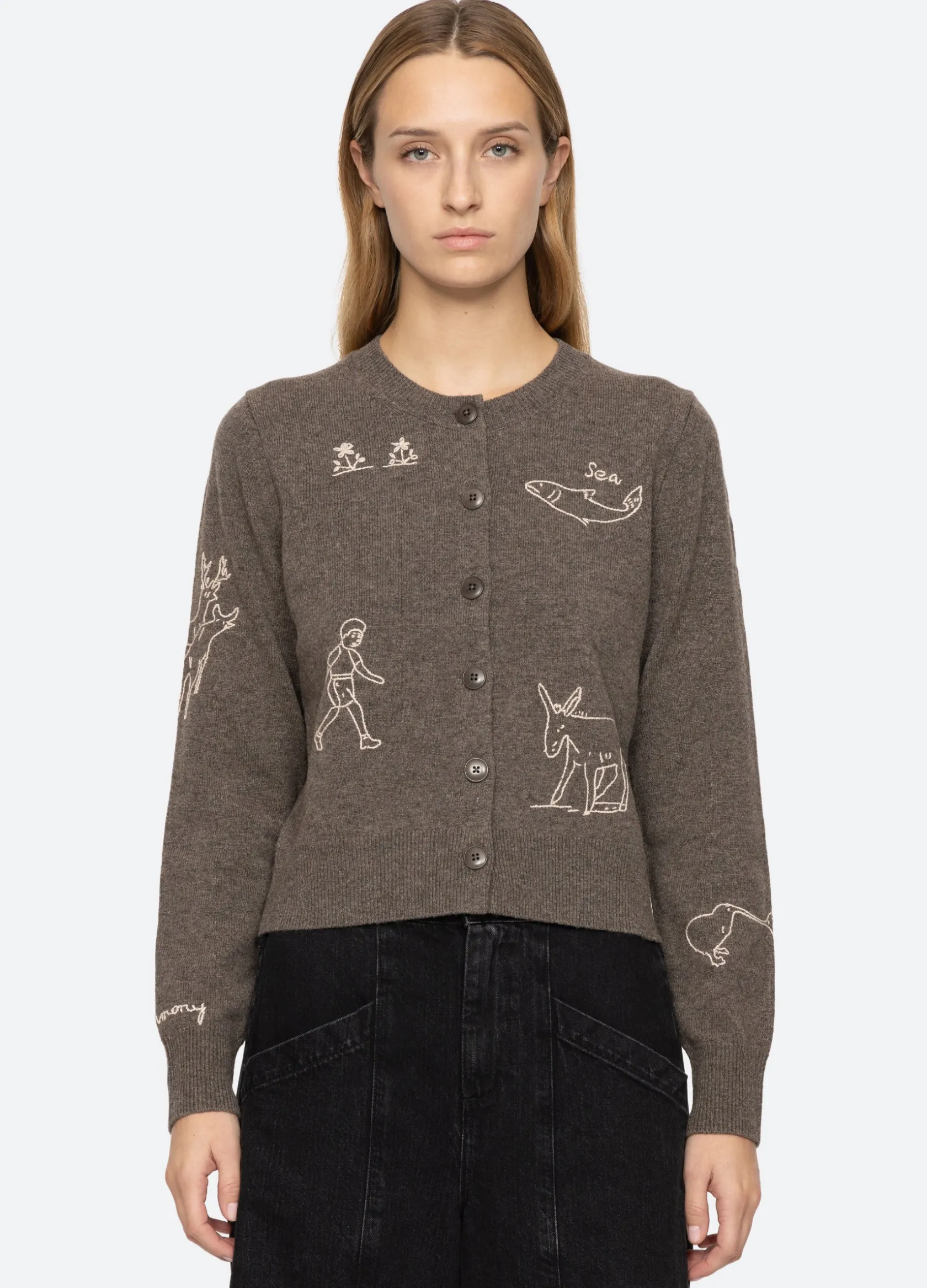 Sweaters|Tops>Sea New York Demi Cardigan Gray