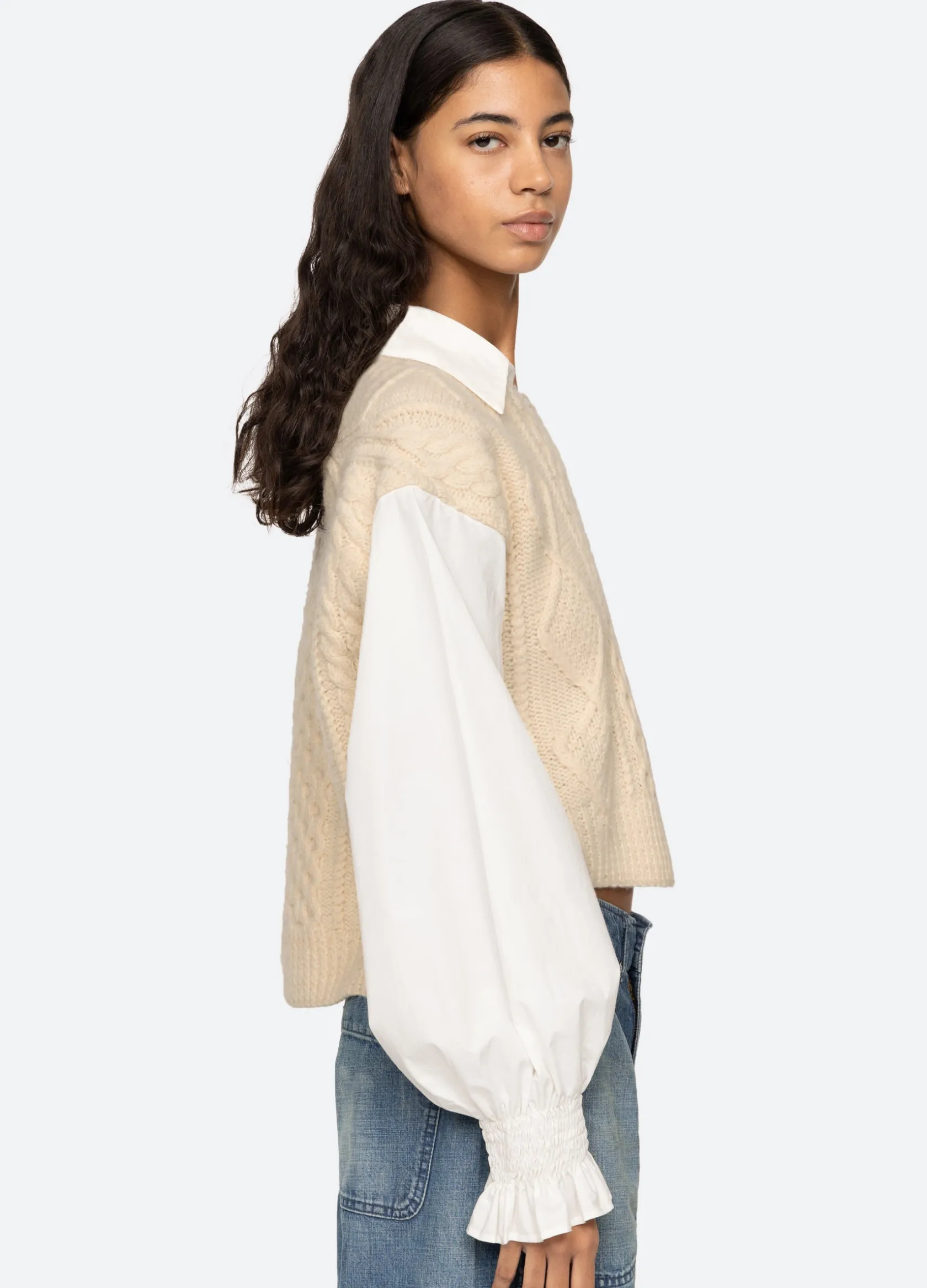 Sweaters|Tops>Sea New York Devana L/S Sweater Cream