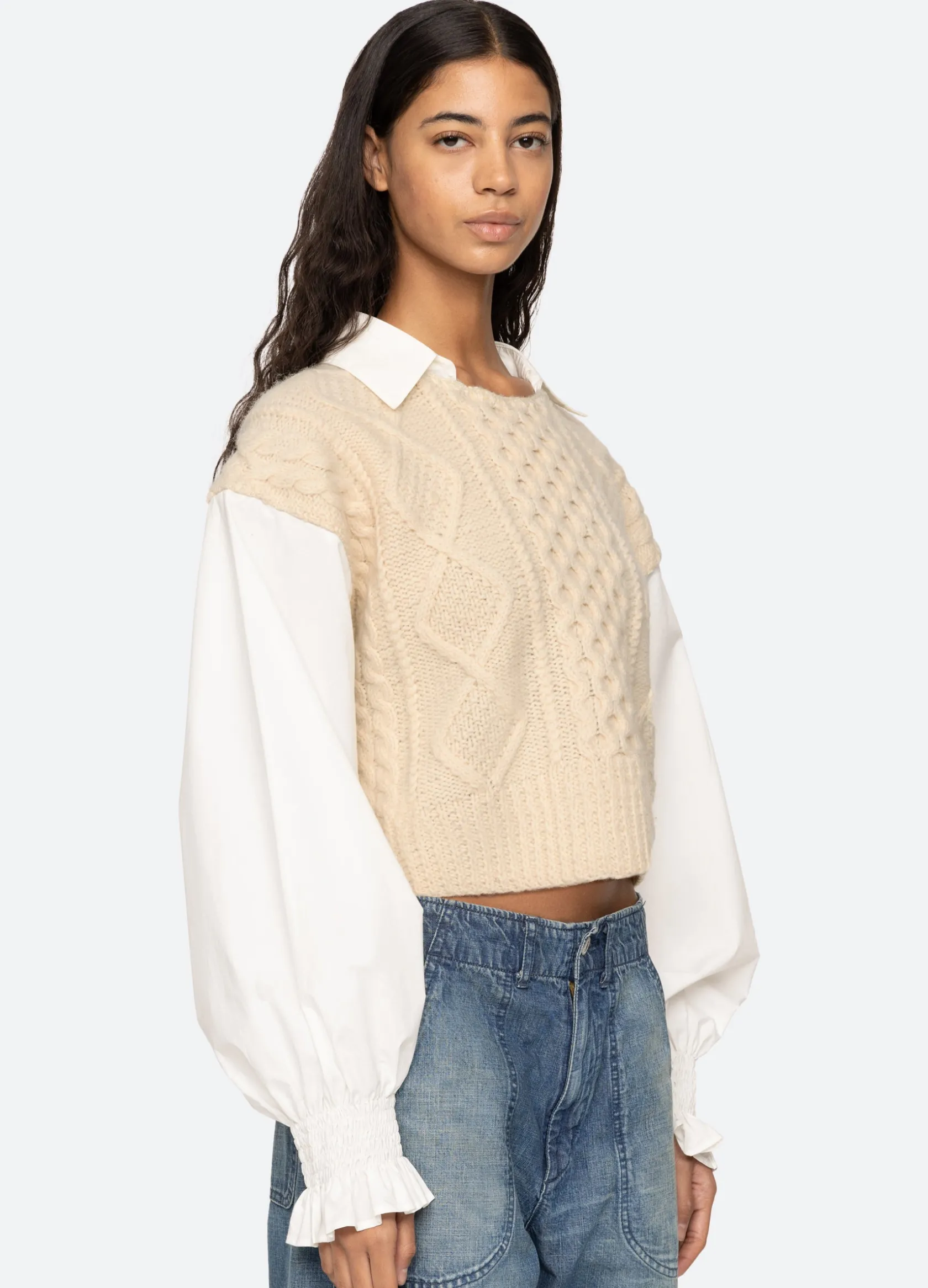 Sweaters|Tops>Sea New York Devana L/S Sweater Cream