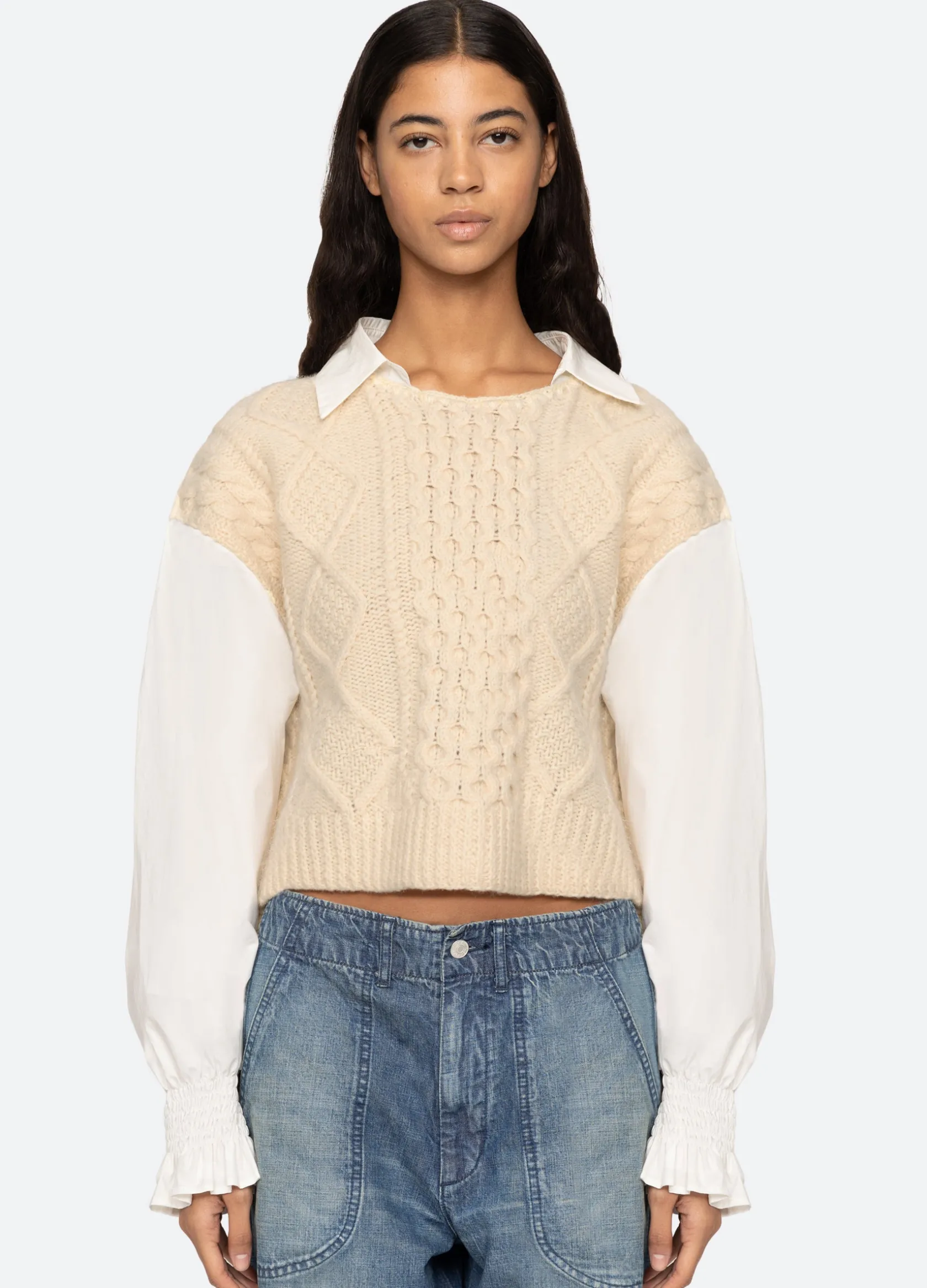 Sweaters|Tops>Sea New York Devana L/S Sweater Cream