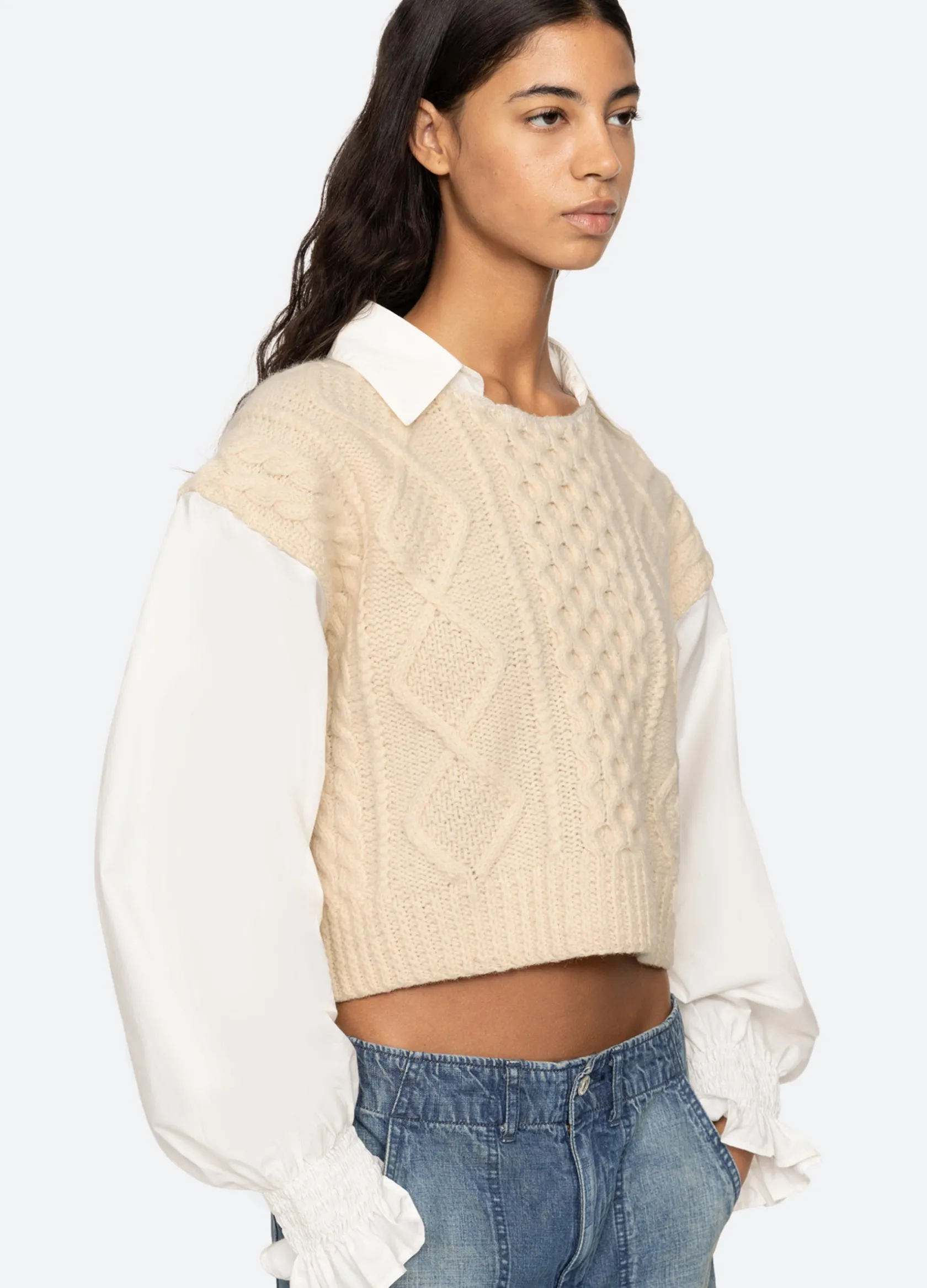 Sweaters|Tops>Sea New York Devana L/S Sweater Cream