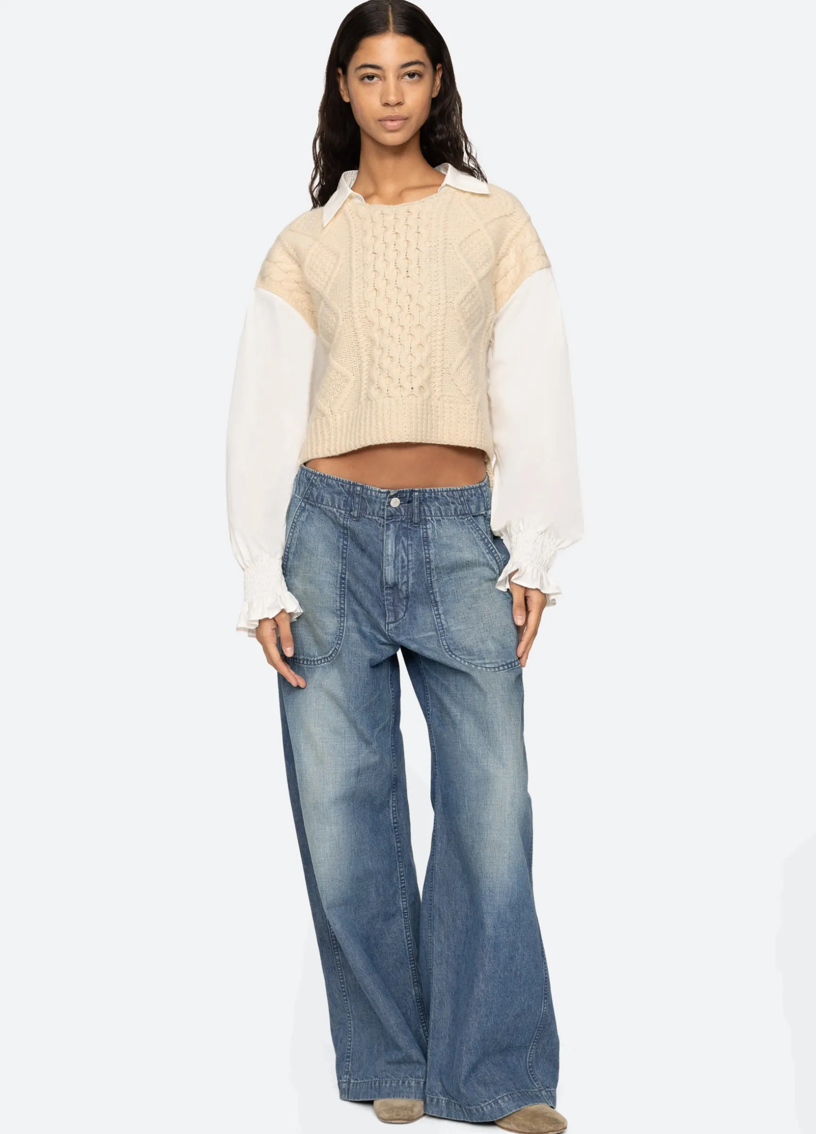 Sweaters|Tops>Sea New York Devana L/S Sweater Cream