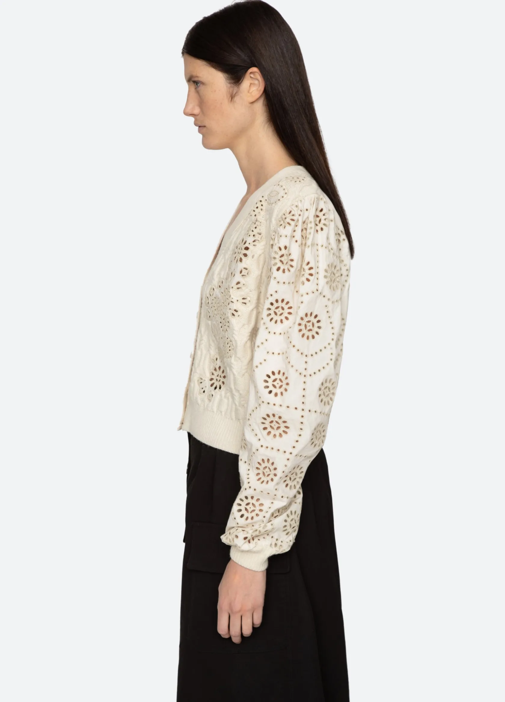 Sweaters|Tops>Sea New York Lainey Cardigan Cream