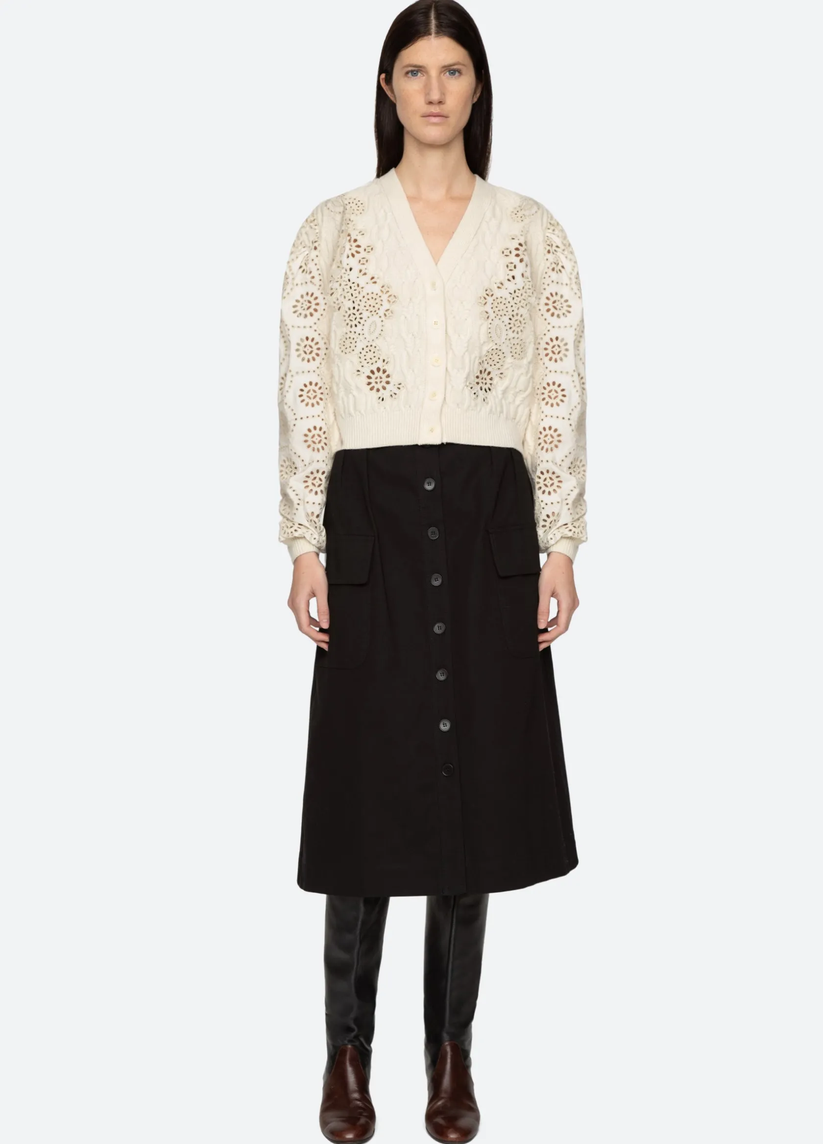 Sweaters|Tops>Sea New York Lainey Cardigan Cream