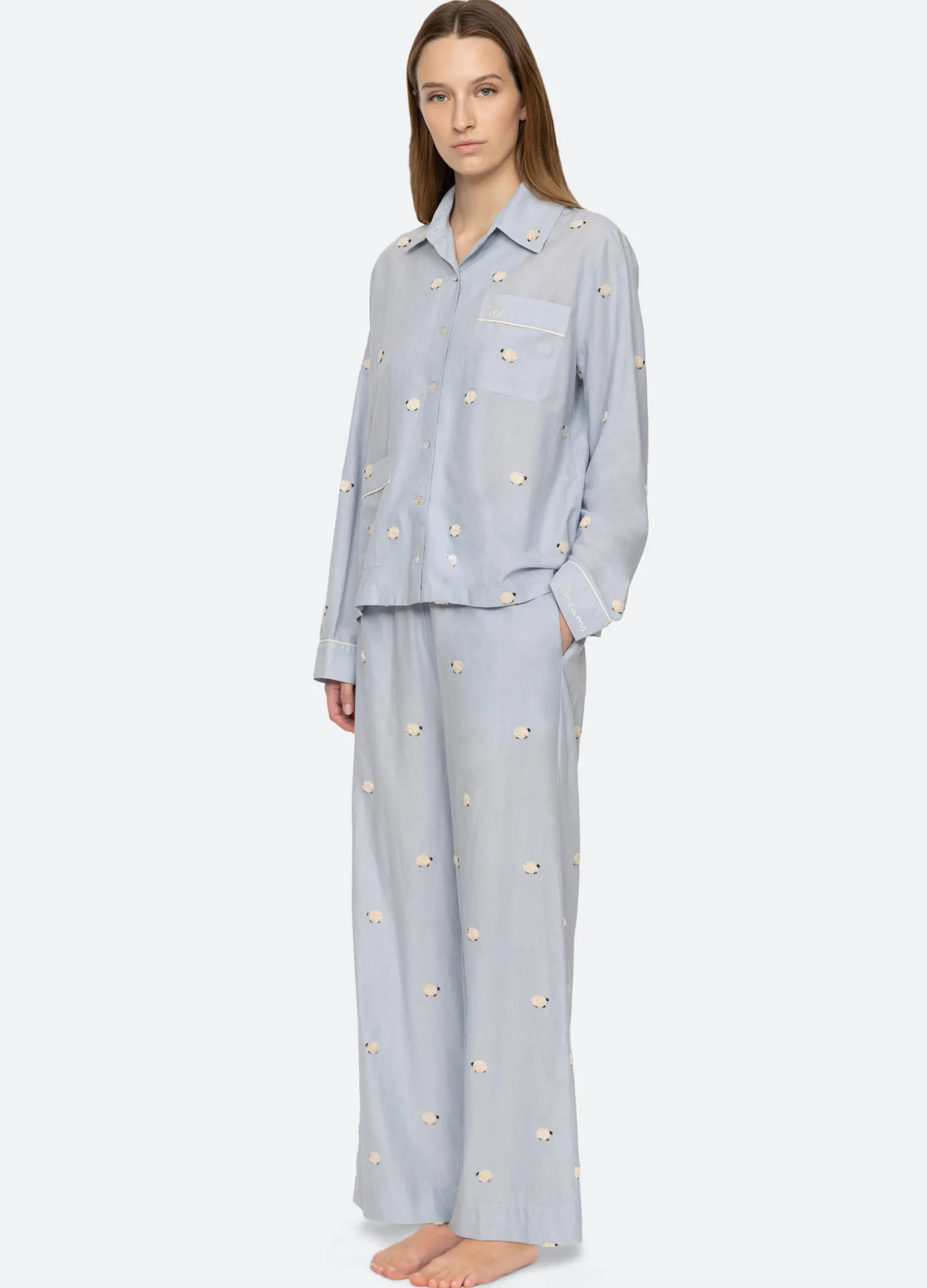 Sleepwear>Sea New York Sheep PJ Set Sky