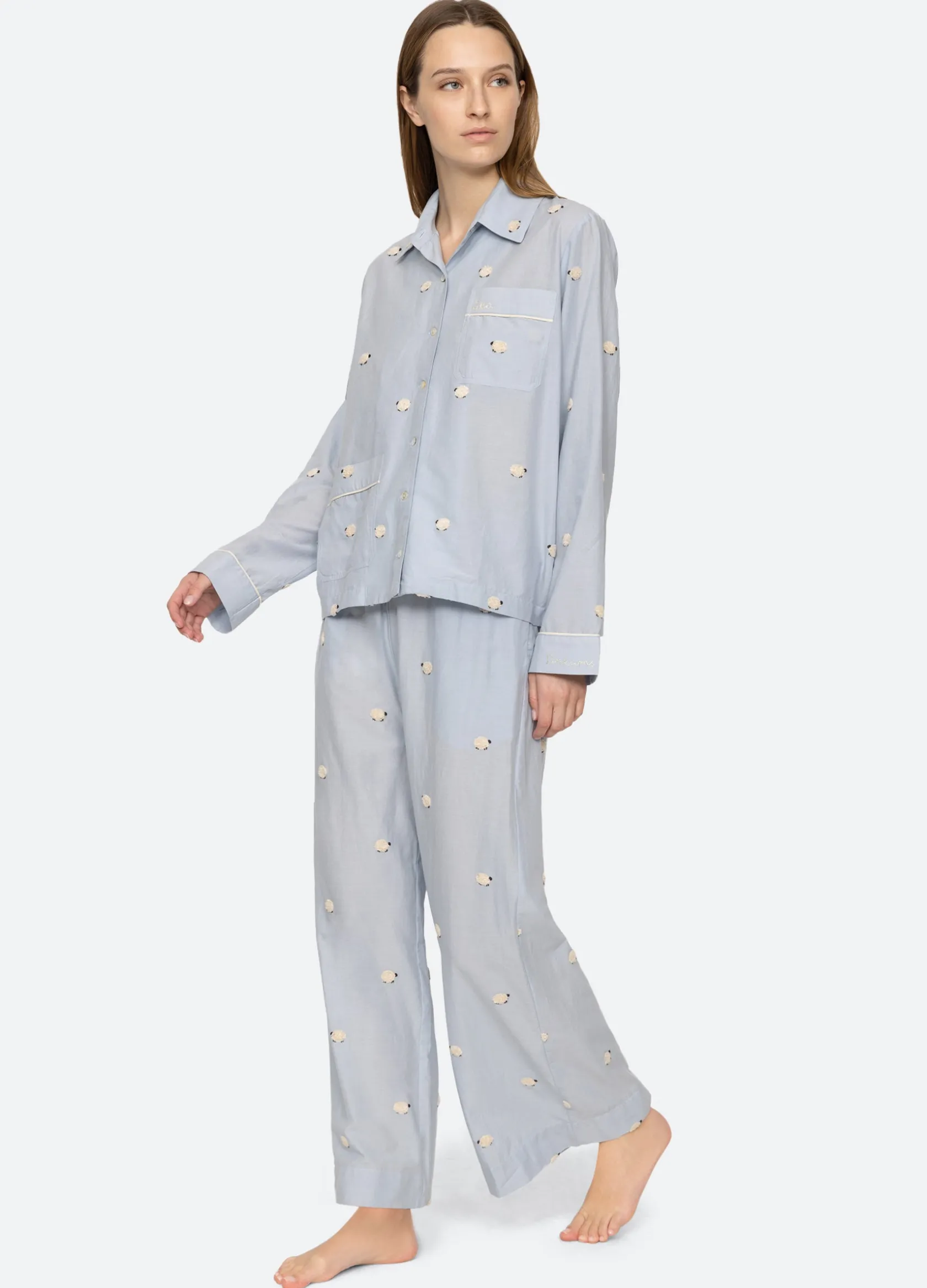 Sleepwear>Sea New York Sheep PJ Set Sky